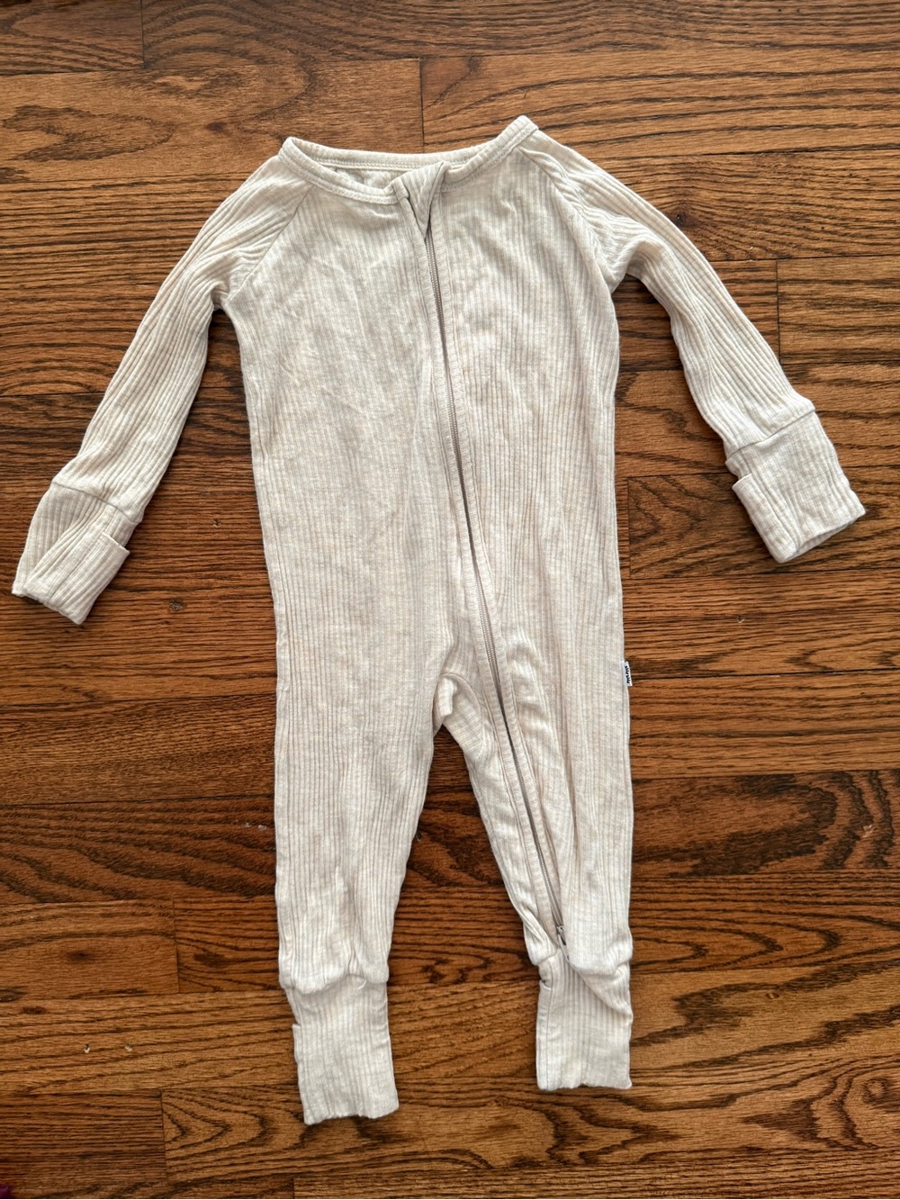 Heather oatmeal ribbed zippy